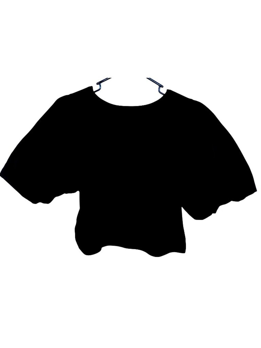 Crop Top with Puff Sleeves Black  SZ L preowned